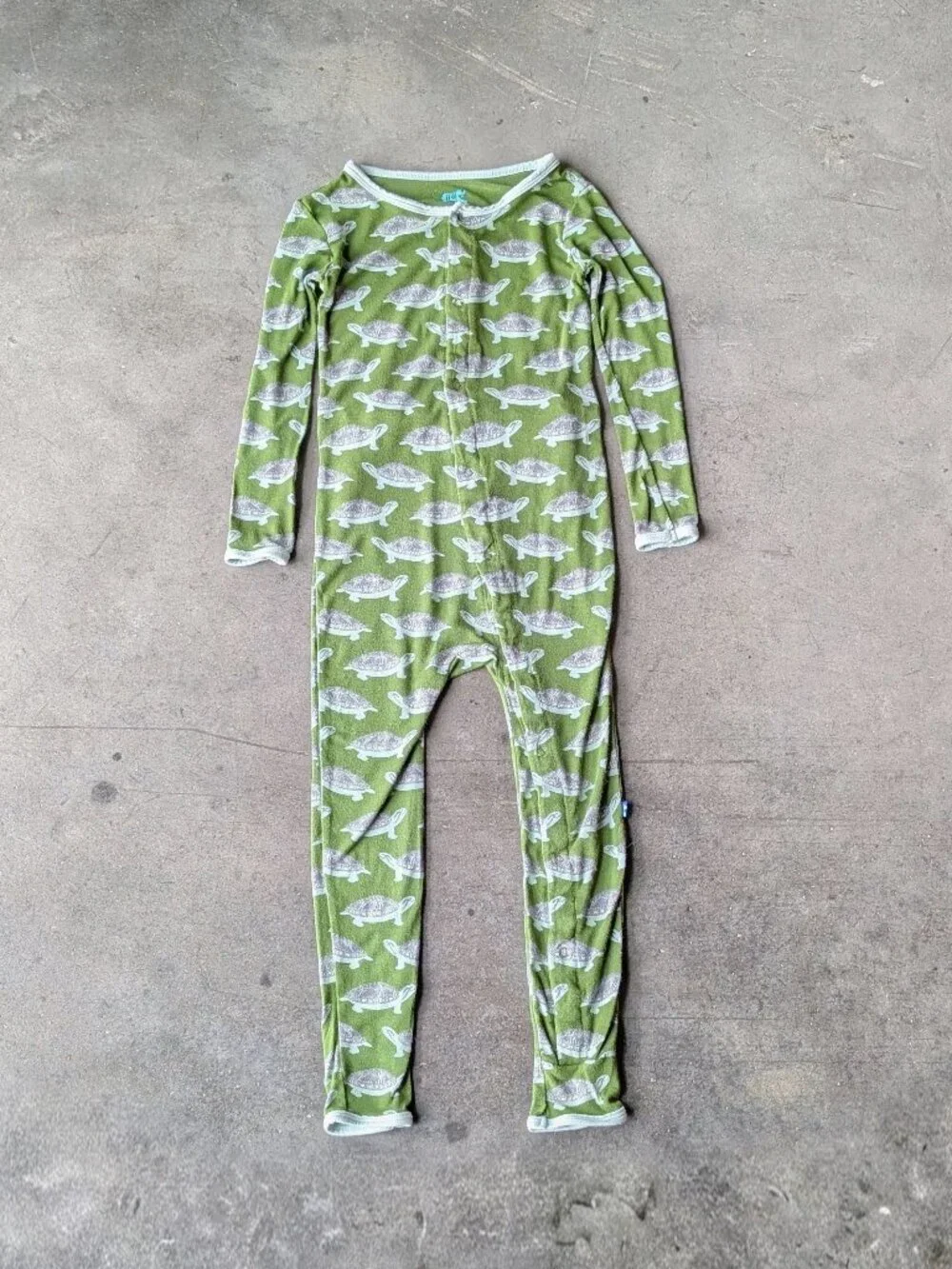 Catch a Tiger by Kickee Pants Green Turtle Print Bamboo One Piece Pajamas size 5